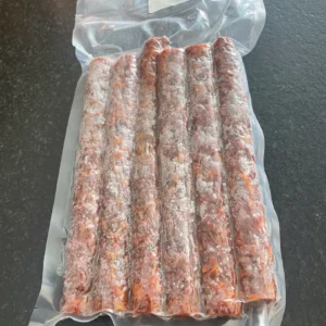 Dry-aged Iberico chorizo with smoky pimentón, garlic, and rich marbling. Perfect for tapas, paella, or grilling.