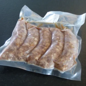 Our Iberico Pork Italian-style sausage packaged and ready to ship